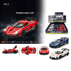 Машинка инерционная металлическая в дисплее 8шт T2019A17