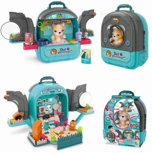 008-998A-1 Игровой набор 2в1  Ветклиника  в рюкзаке 26 15 30